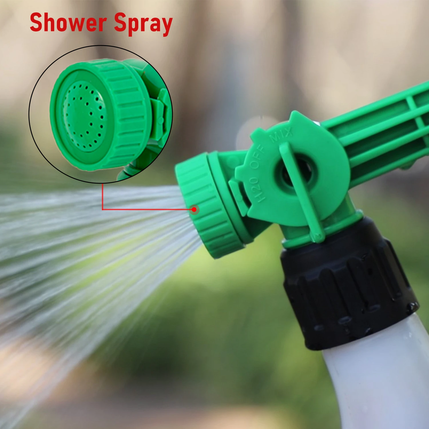 Pulverizador de extremidade de mangueira de jardim com spray de chuveiro para fertilizante l&iacute;quido que molha o controle de pragas