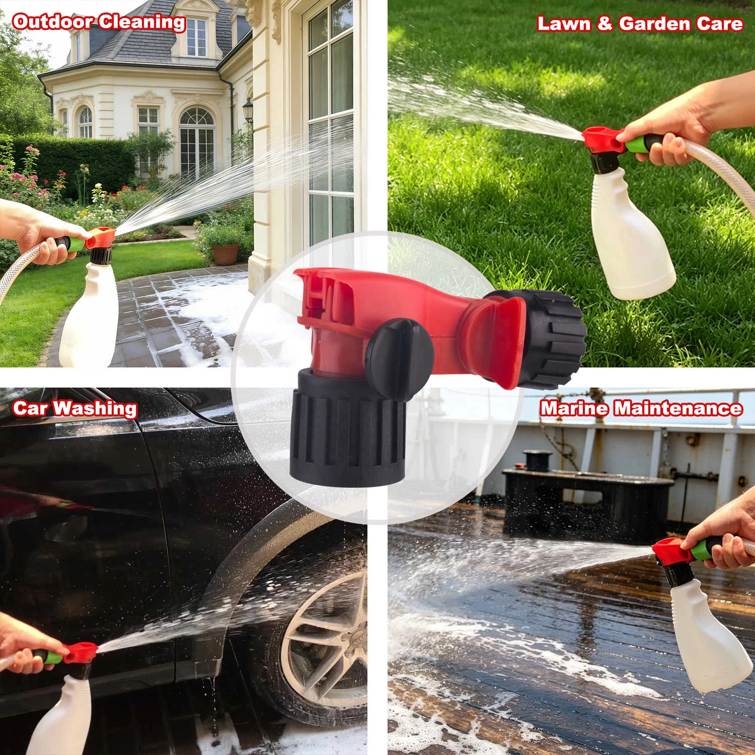 Pulverizador de extremidade de mangueira com bico de spray multipadr&atilde;o com spray de espuma para limpeza e detalhamento ao ar livre