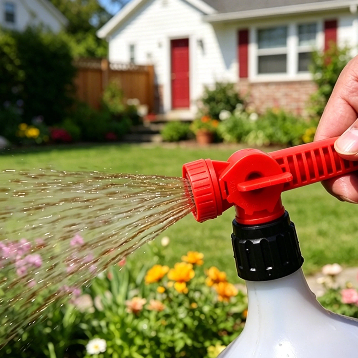 Pulverizador de extremidade de mangueira de jardim com spray de chuveiro para fertilizante l&iacute;quido que molha o controle de pragas