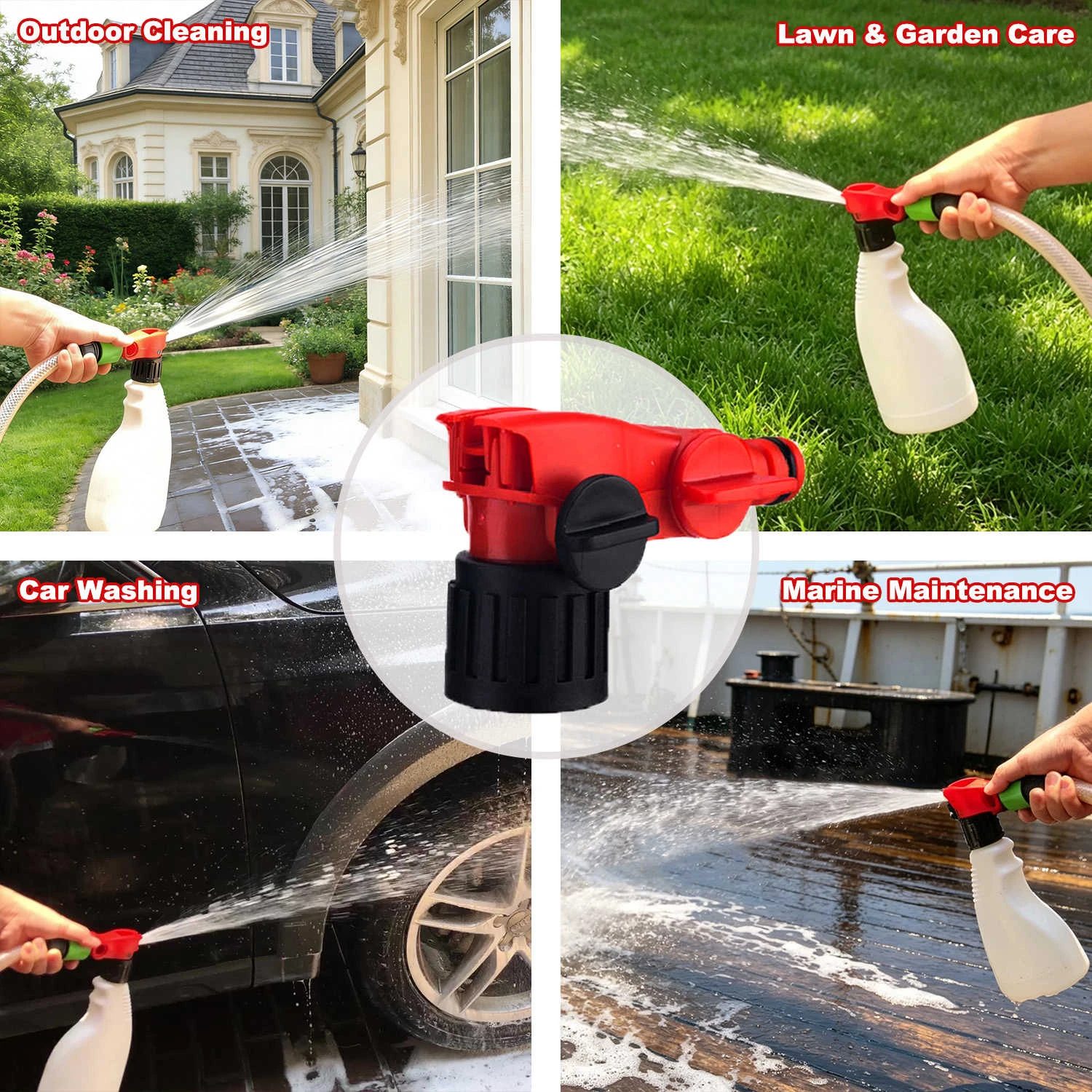 Pulverizador de extremidade de mangueira com bico de spray multipadr&atilde;o com spray de espuma para limpeza e detalhamento ao ar livre