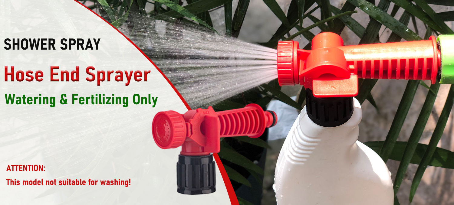 Pulverizador de extremidade de mangueira de jardim com spray de chuveiro para fertilizante líquido que molha o controle de pragas