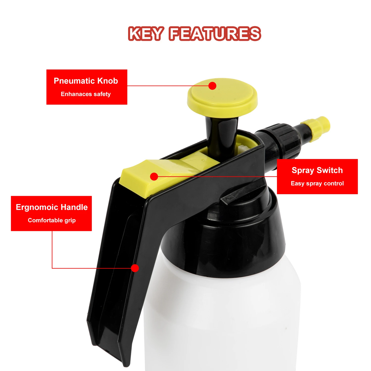 Pulverizador de press&atilde;o solvente industrial 1L com bico ajust&aacute;vel para manuten&ccedil;&atilde;o industrial de cuidados com o carro (amarelo)