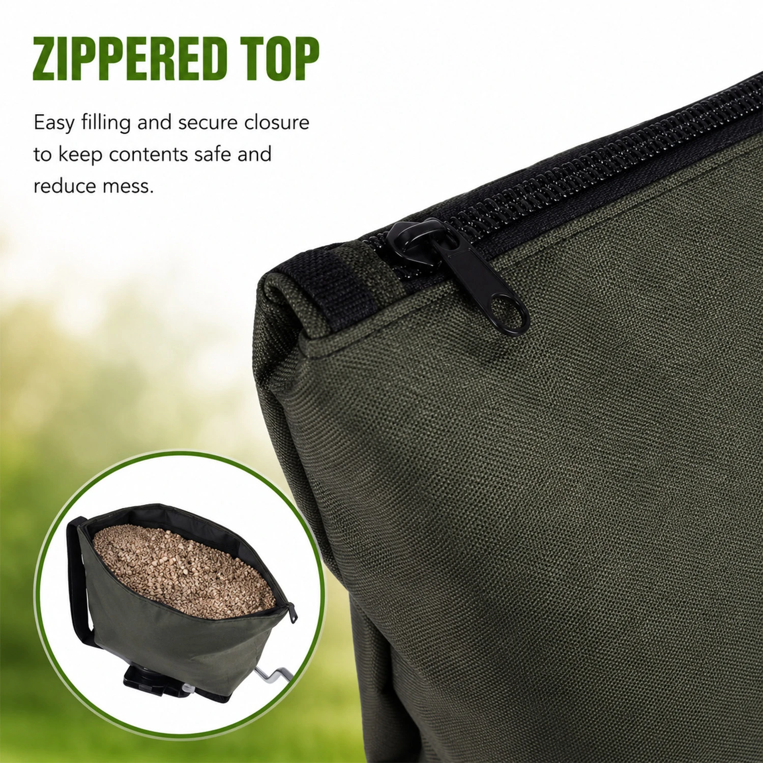 Saco semeador de nylon 16L para aplica&ccedil;&otilde;es de fertilizantes e sal de gramado