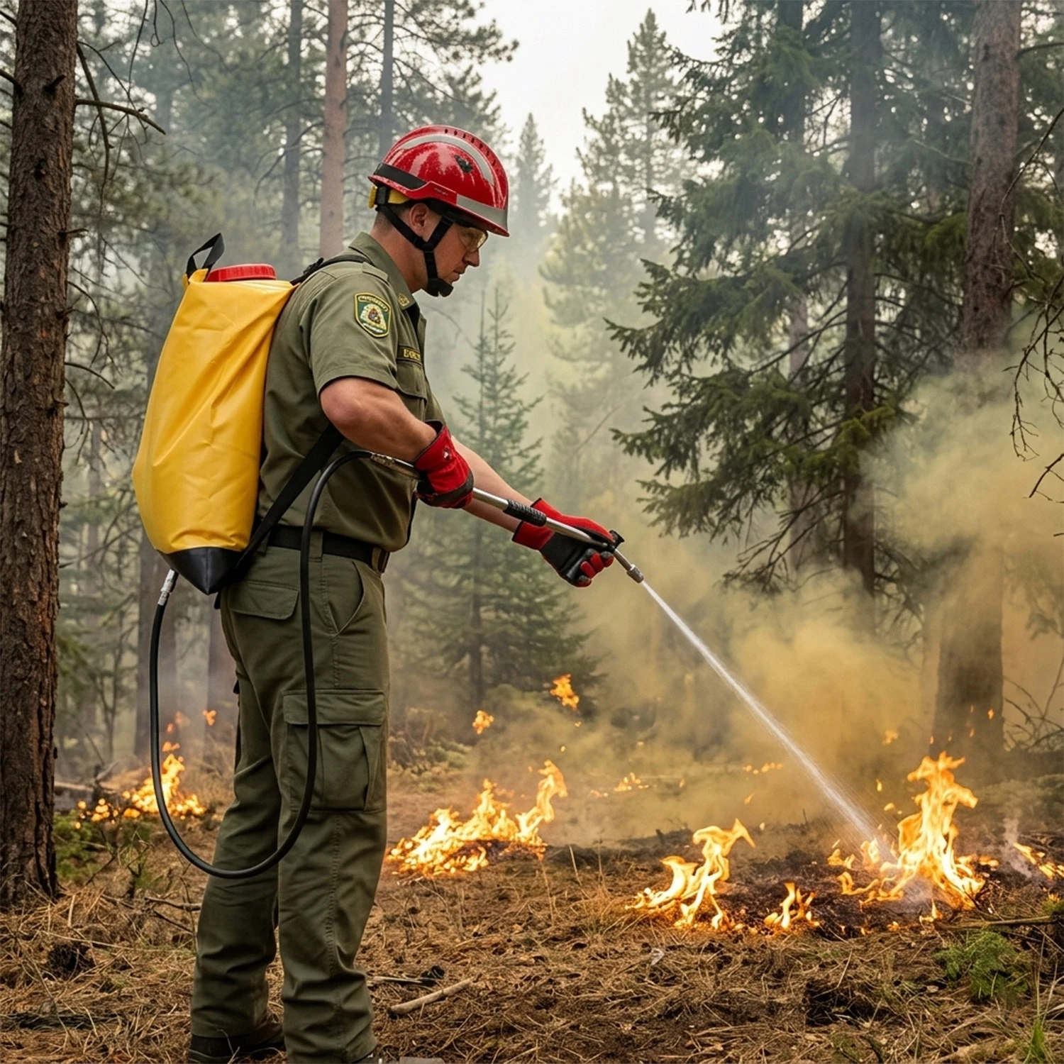 Saco de combate a inc&ecirc;ndios 20L com al&ccedil;as acolchoadas para supress&atilde;o de inc&ecirc;ndios florestais e inc&ecirc;ndios florestais