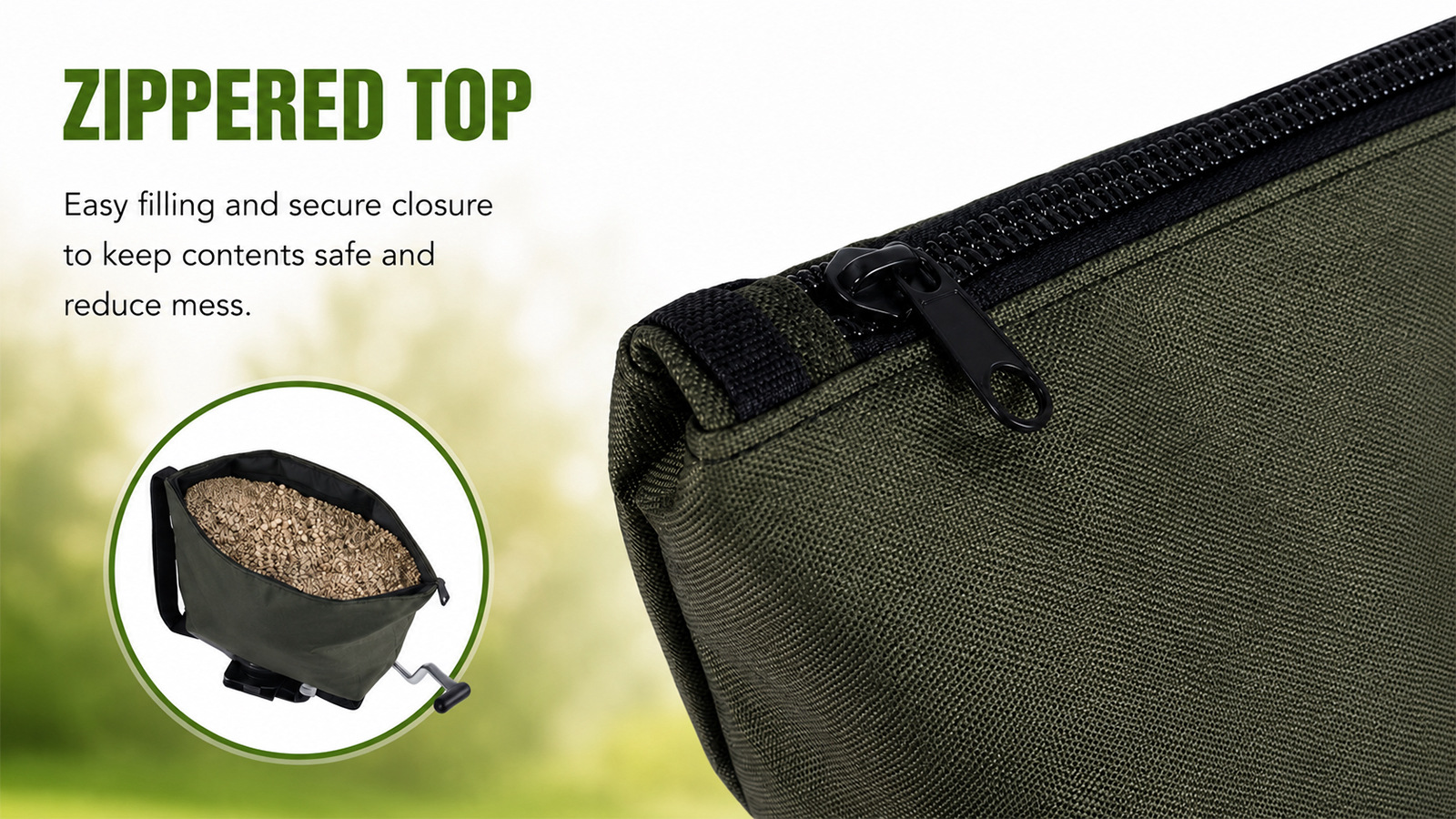 Saco semeador de nylon 16L para aplicações de fertilizantes e sal de gramado