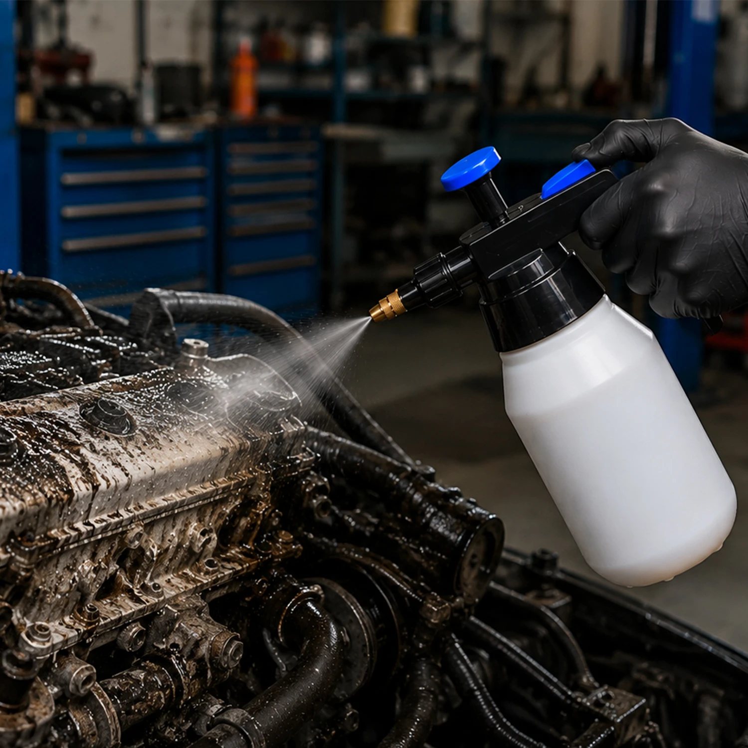 Pulverizador de press&atilde;o solvente de 1,5L com bico de lat&atilde;o para limpeza automotiva e industrial
