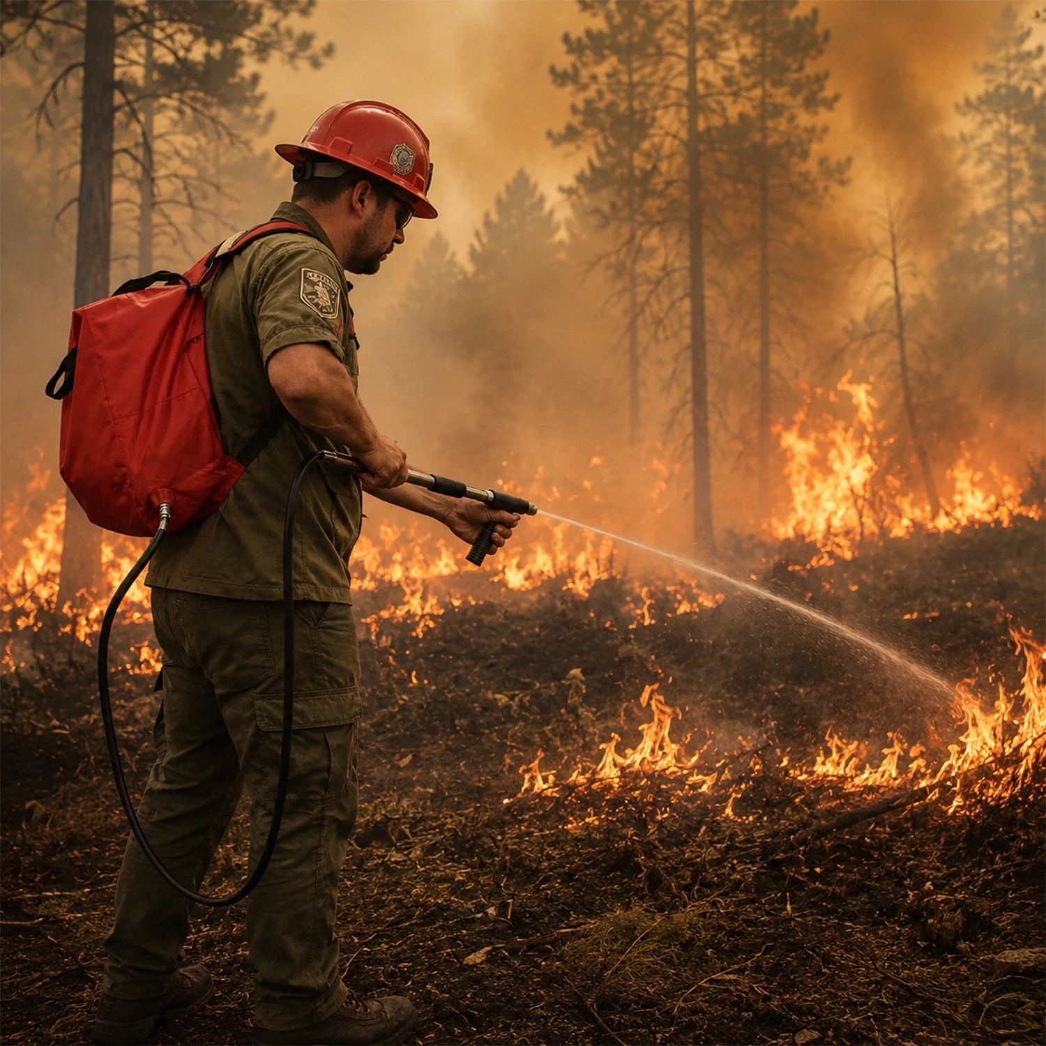 Mochila de camada dupla 20L para combate a inc&ecirc;ndios para inc&ecirc;ndios florestais e resposta a inc&ecirc;ndios de emerg&ecirc;ncia