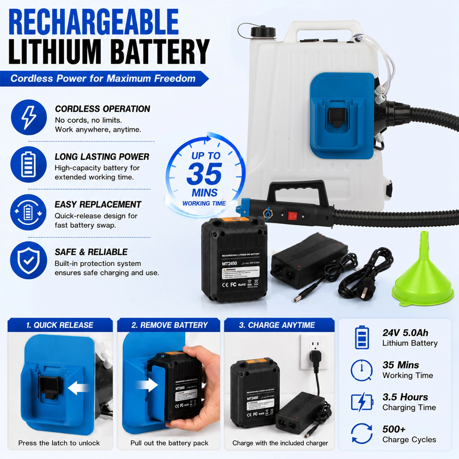 Pulverizador ULV de bateria de l&iacute;tio 16L com gota ajust&aacute;vel para controle de pragas, saneamento e desinfec&ccedil;&atilde;o