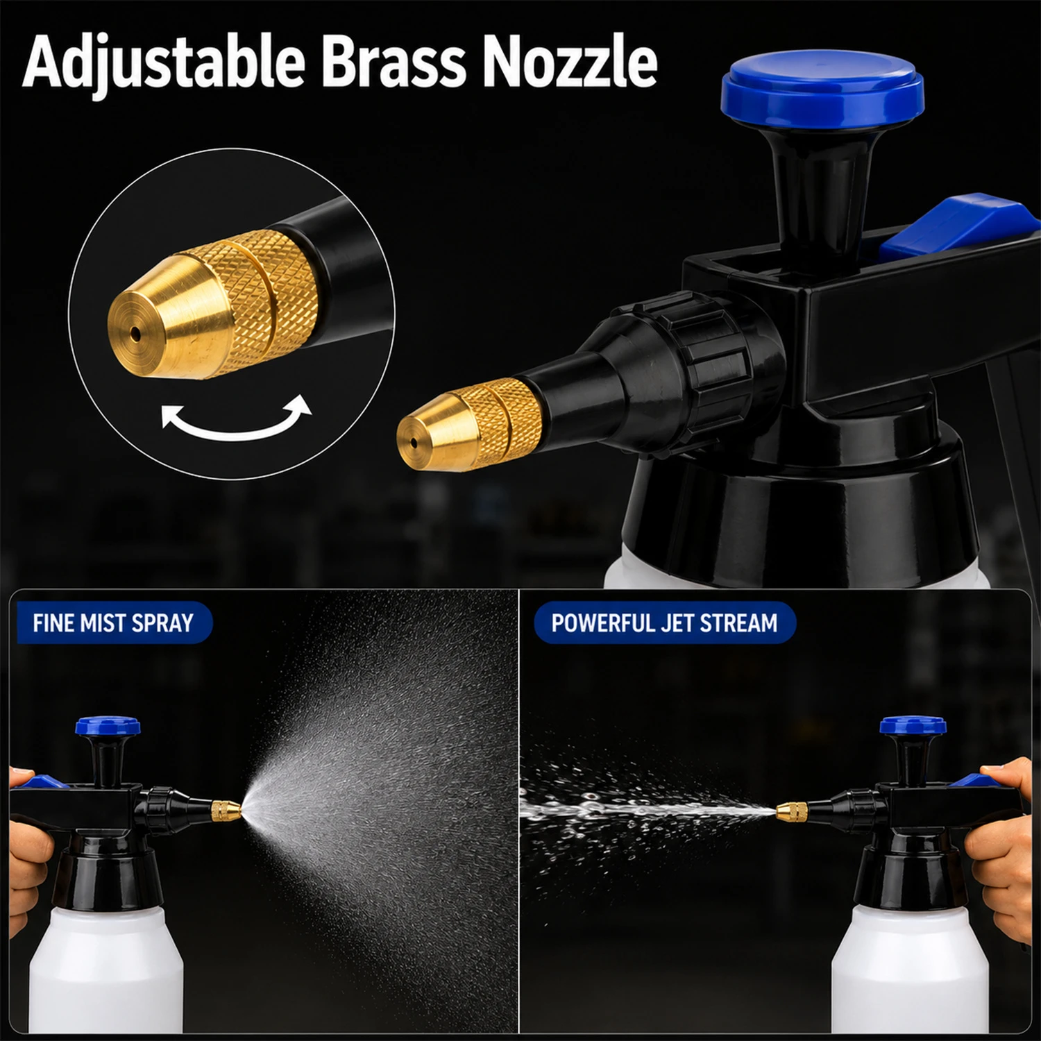Pulverizador de press&atilde;o solvente de 1,5L com bico de lat&atilde;o para limpeza automotiva e industrial