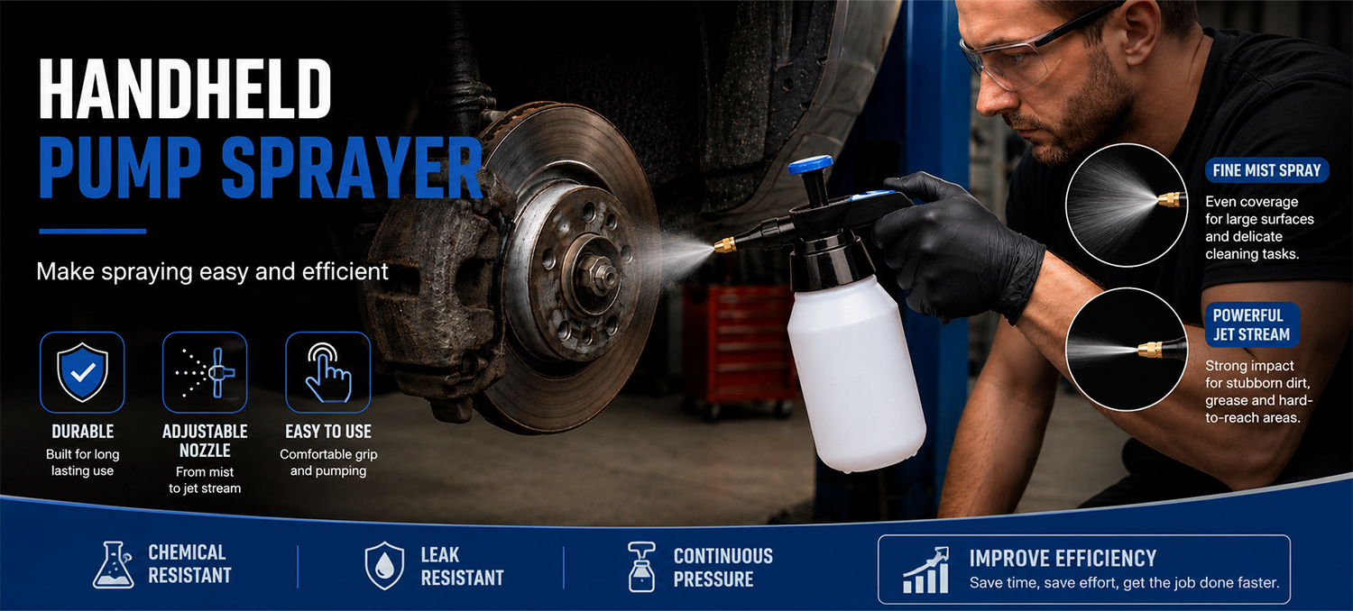 Pulverizador de pressão solvente de 1,5L com bico de latão para limpeza automotiva e industrial