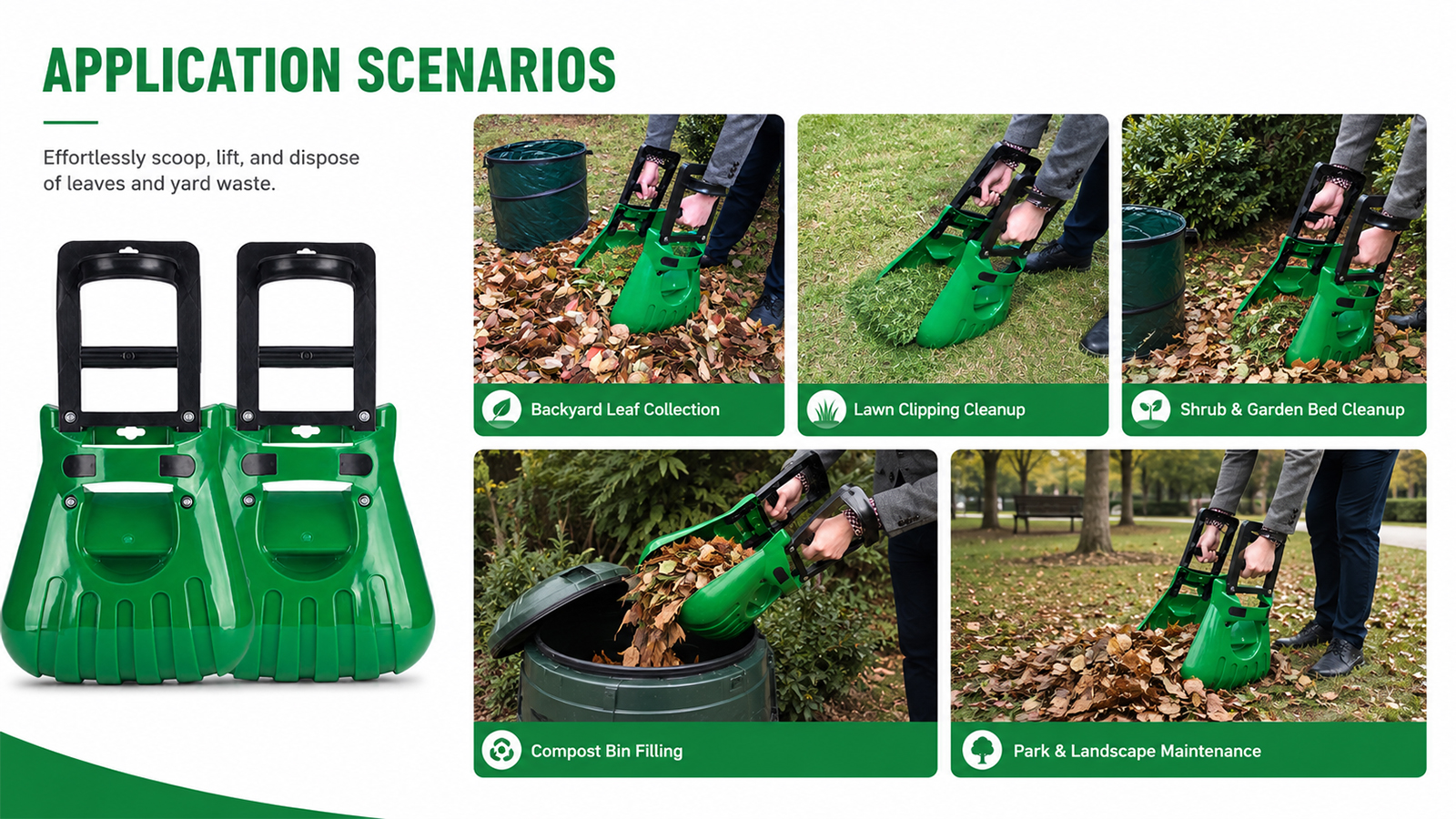 Ferramenta extra grande para agarrar folhas de jardim para folhas, aparas de grama e resíduos de jardim