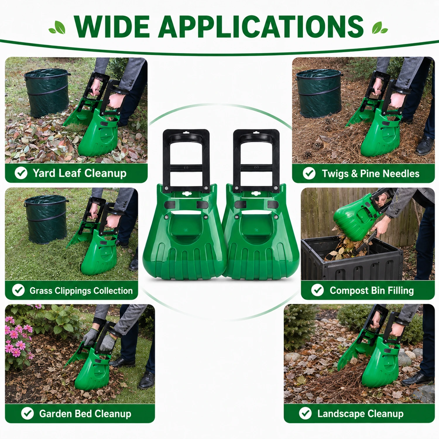 Ferramenta extra grande para agarrar folhas de jardim para folhas, recortes de grama e res&iacute;duos de jardim
