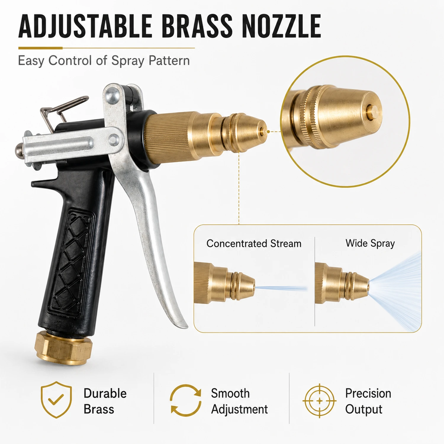 Pistola pulverizadora de alto fluxo para irriga&ccedil;&atilde;o de jardim, lavagem de carro, limpeza externa
