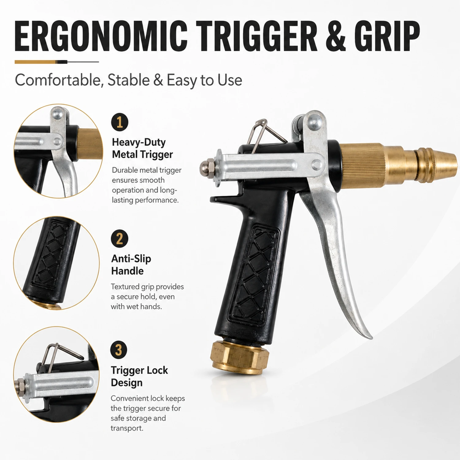 Pistola pulverizadora de alto fluxo para irriga&ccedil;&atilde;o de jardim, lavagem de carro, limpeza externa